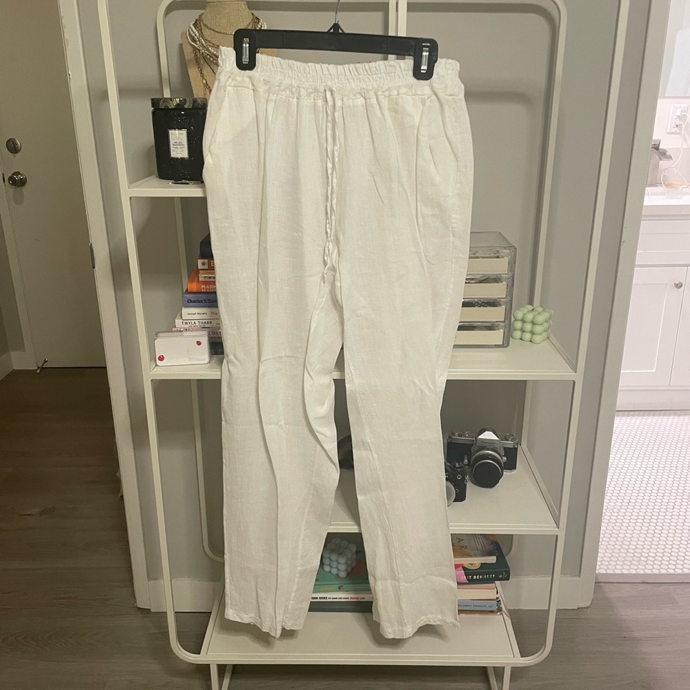 White linen pants